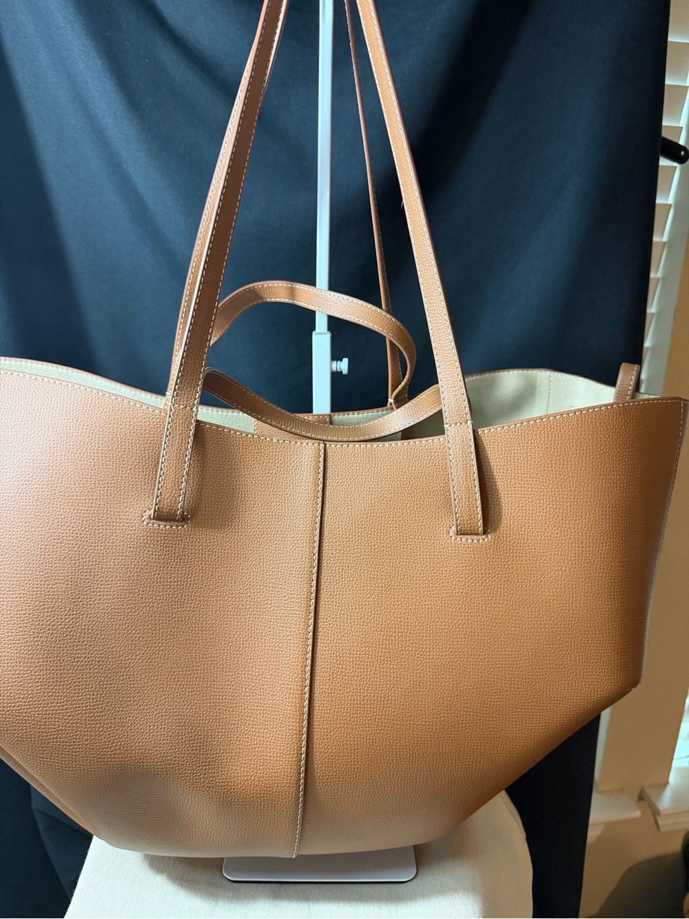Polene Cognac Leather Shoulder Tote